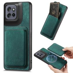 Yhteensopiva Motorola Edge 50 Neo 5G -kotelon kanssa. Retro-nahkainen TPU-puhelimen takakansi irrotettavalla korttipaikalla. Vihreä