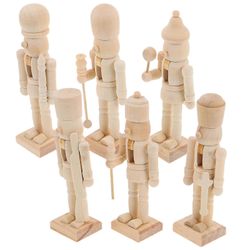 6kpl DIY tyhjät puiset pähkinänsärkijän sotilaskoristeet – keskeneräinen joulusisustuskäsityö kotiin, toimistoon tai kahvilaan – tukevat ja turvall...