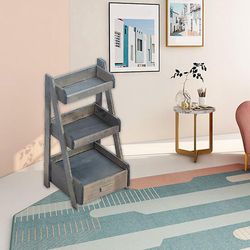 1:12 Skala Dukkehus Miniature Tre-lags Træ Hylde Skuffe Mini Display Rack Møbelmodel Foregive Leg Legetøj Dekoration