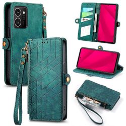 HMD Skyline -koteloon, vetoketjullinen lompakko, geometriset linjat, nahkainen puhelimen suojakuori - vihreä Monivärinen Green