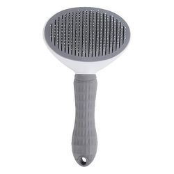 Hund HårFjerning Comb Beauty Brush rustfrit stål Cat Comb Automatisk Grå