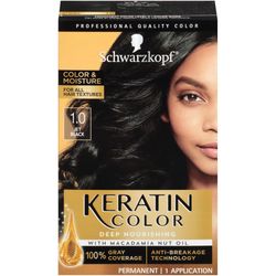 Schwarzkopf keratiiniväri &; kosteus pysyvä hiusvärisarja, Jet Black 1.0