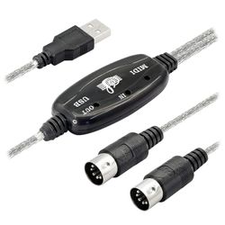 Usb Midi kabeladapter, USB Type A Male til Midi Din 5-benet in-out kabelgrænseflade med LED-indikator