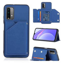 Gangxun Sag For Xiaomi Poco M3 Vintage Cuir Cover Læderetui Kofanger - Bleu