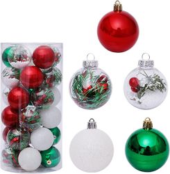 30-pack 2.36 Inche Mini Glitter Ball Ornts Set med 5 Ric Tree Ornts