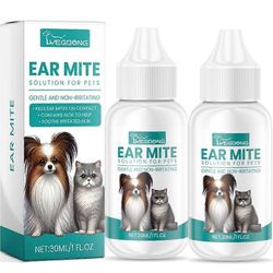 Pet Dog Ear -punkki ratkaisu infektioihin Hiivan kutinan puhdistusaine 2pcs