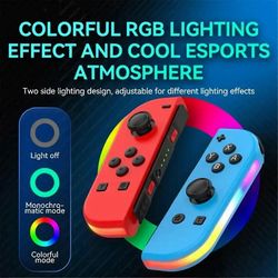 2PCS joypad ohjain (L / R) kytkimelle, langattoman joypadin vaihto kytkinohjaimelle Dual Vibration / RGB Light-B Harmaa