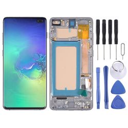 Wigento För Samsung Galaxy S10 + Plus SM-G975 Display Full TFT LCD med ram svart enhet Touch Reservdelsreparation (Utan fingeravtryck)