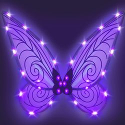 Morakot Fairy Wings, Fairy Costume For kvinner, Butterfly Wings For voksne Kids, Halloween Costume Angel Wings Dress Up Party Favor Lilla