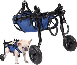 Haobuy Koiran pyörätuoli, koiran pyörätuoli takajaloille, säädettävät koiran pyörätuolit takajalka, liikkumisen apuvälineet vammaisille lemmikeille S
