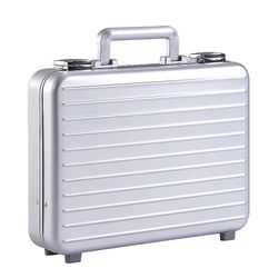 Aluminium Mini Breifcase Passord Case Toalettartikler Verktøy Notisbok Hard Case 13 14 tommers bærbar PC Business Carry On Sølv 370X270X115mm