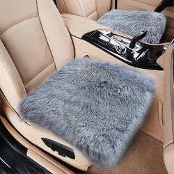 Lampaannahkainen auto etuistuimen suojustyyny villa istuintyyny Harmaa