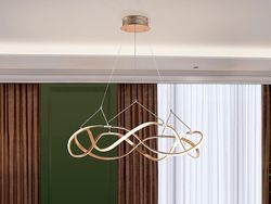 Schuller Lighting Schuller Molly Moderne Dimmable LED Infinity Swirl Ring Designer Pendant Light Chrome med fjernbetjening