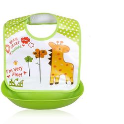 Baby Tegneserie Bib aftagelig vandtæt frokost fodring hagesmæk giraffe