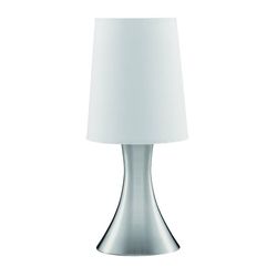 Searchlight Lighting Bordlampe Satin Sølv med stofskærm, E14