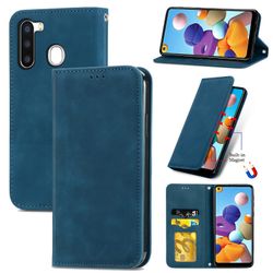 Gangxun Sag til Samsung Galaxy A21 Magnetisk lukning Læder Tegnebog Cover Housse Etui Shockproof - Blå