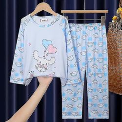 Anime Sanrio My Melody Cinnamoroll Barn Fall pyjamas Kawaii Kuromi Casual Loose Long Sleeve Girl Homewear Gift farge 24 14 Height 125-135cm