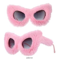 Kanin Pels solbriller Cat Eye luksuriøse vinter nuancer blød fløjl til kvinder UV400 Pink