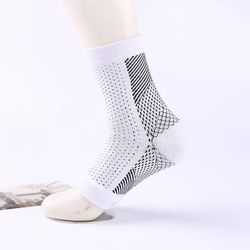 1 Par sports ankel skinne kompression ankel støtte anti træthed sokker åndbart net fod ærme yoga fodlænke beskyttelsesudstyr Hvid S/m