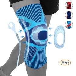 Ny 1 stk fitness kører knæ støtte beskytte sport seler knæpude elastisk nylon silicium polstret gym kompression knæ pad ærme Blå M