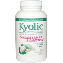 Kyolic, Alderen Hvidløg Extract, Candida Rens & Fordøjelsen, Formel 102, 200 Veget