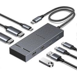 UGREEN 45365 USB-C 7-in-1 -keskitin 10Gbps 4K 60Hz HD USB3.2 PD 100W kannettavan tietokoneen telakointiasema Monivärinen