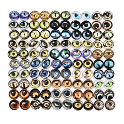 50pcs 8/10/12mm Glass Dukker Øyne Glass Cabochon Flatback Foto Diy Gjør Tilbehør Dyr Øyne Tid Perle 05