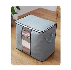 Handuo Opbevaringspose, der kan foldes sammen, opbevaringspose til tøj med gennemsigtigt vindue grå 60*40*35CM
