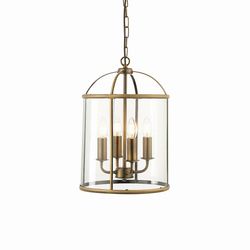 Endon Collection Lighting Lambeth 4 Lys loft vedhæng Antikke Messing, Glas, E14