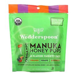 Wedderspoon Organic Manuka Honey Pops Lapsille, 24 ct, 4.15 Oz (pakkaus 2)