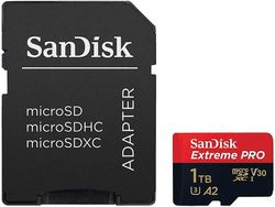 Extreme Pro 1TB microSDHC-hukommelseskort + SD-adapter med A1-app-ydeevne + Rescue Pro Deluxe 100 MB/s Klasse 10, UHS-I, U3, V30 SDSQXCG-032G-GN6MA, R