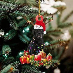 unbrand Wall Art juletre Bauble med julelue juletre dekorasjon Christmas Gnome laget av tre Christmas Dog juletre anheng Labrador A