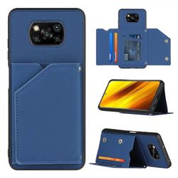 Gangxun Sag For Xiaomi Poco X3 Pro Vintage Cuir Cover Læderetui Kofanger - Bleu