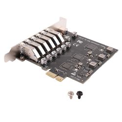 PCIe-USB 3.2 Gen 2 -kortti 8-porttinen (6X Type-A +2X Type-C) -muunnin PCIE Splitter VIA+ -siru työpöydälle Musta