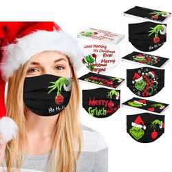 Szczw 50pcs Christmas Adult Engangs ansiktsmasker med Ghost Design, 3-lags pustende ansiktsmaske med nesetråd for kvinner menn