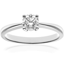 Jewelco London Platinum Round 1/2ct Diamond 4 Claw Solitaire Forlovelsesring I-J L