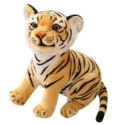Tiger Toy katseenvangitsija ulkonäkö Elastinen rakenne Kannettava suloinen Tiger Cuddle pehmolelu kotiin ruskea 23cm