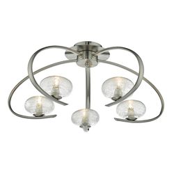 Dar Lighting Leighton Semi Flush Loft Lys Satin Krom & Sukkerrør Glas, 5x G9