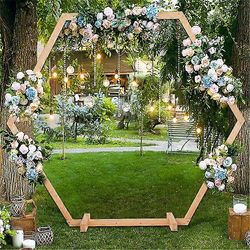 Puinen kuusikulmion hääkaarikehys tausta jalusta Garden Arbor Party Deco Puusta 245x210cm