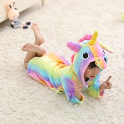 Barn Jenter Søt Unicorn Mermail Badekåpe Sleepwear Fleece morgenkåpe Regnbue 4-5 Years