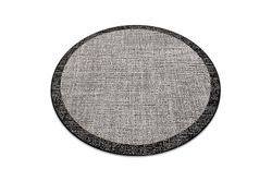 RugsX TÆPPE SIZAL FLOORLUX CIRCLE 20401 Ramme sølv / sort grå circle 120 cm