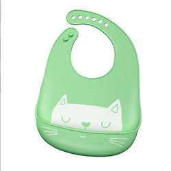 Zhuopai Silikone Baby Bib Justerbar Fit vandtæt hagesmække Grøn