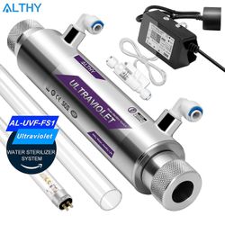 Althy UV ultraviolet lys vandrenser sterilisator system desinfektionsfilter +smart flowkontrolkontakt rustfrit stål 1 gpm kr.