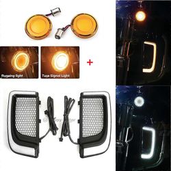 Redkid Musta LED-suojus Alemmat grillit Valaistus Edessä Muunnokset merkkivalokotelo Harley Touring Street Road Electra Glide 2014-UP