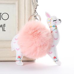 Dejlig Alpaca Blomstermotiver Key Chain Bag Vedhæng Bil Korea pulver