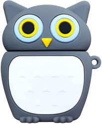 Linkrunning Kreativ sød Store øjne Grå natugleformet øretelefonetui til Airpods 1/2, Kawaii Standing Owl Soft Silicone Gel Earbud Cover Cover-etui ...