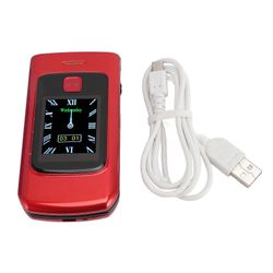 Senior Flip -puhelin vanhuksille - isot painikkeet, kova ääni, 4800 mAh akku, kaksi SIM-korttia, punainen