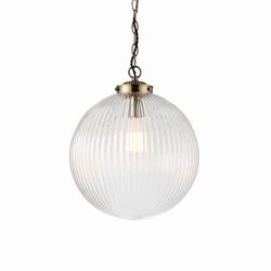 Endon Collection Lighting Brydon 1 Light Globe Loft Vedhæng Antikke Messing, Klart Glas, E27