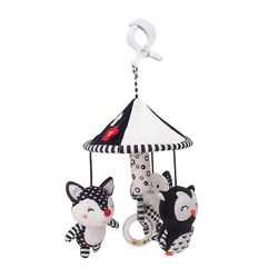 Dewenwils Dww-un parapluie suspendu noir et blanc avec une sri d'lphants jouets pour nouveau-ns bed bell ring formation visuelle en noir et blanc d...