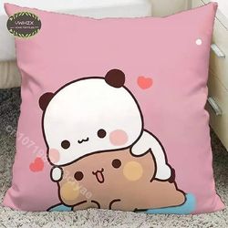 Dlelv Bubu Dudu Panda Trykk Putevar Tegneserie Kawaii Puter Cover Square Sofa Dekorative Peachskin Pillowcase Home Decor Gaver 22 60x60cm